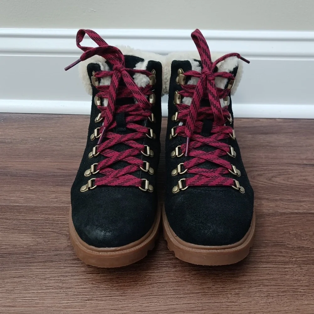 Sorel Black Ainsley Conquest Weatherproof Shearling Boots LL3653-010 Women's‎ 9